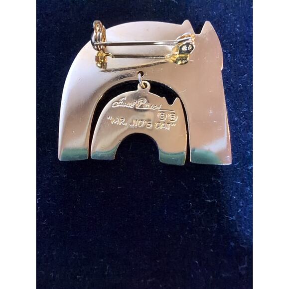 Laurel Burch Mr. Jio’s Cat Vintage Cloisonné Enamel Cat Brooch Mom Kitten Signed - Picture 6 of 6